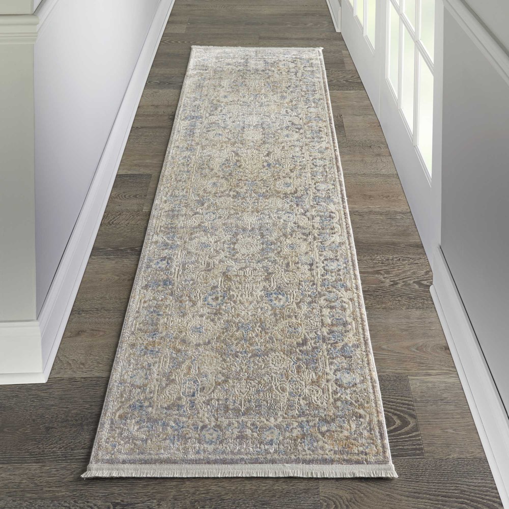 Lustrous Weave LUW01 Traditional Runner Rug by Nourison in Ivory Blue